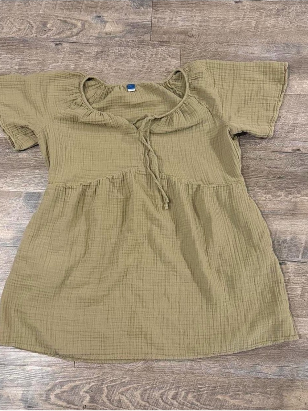 Old Navy Olive Green Mini Dress with Tie Neck